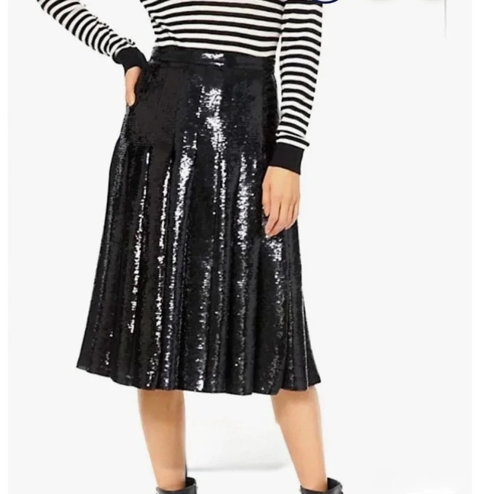 Authentic NWOT MICHAEL Michael Kors Black Sequin A-Line Skirt